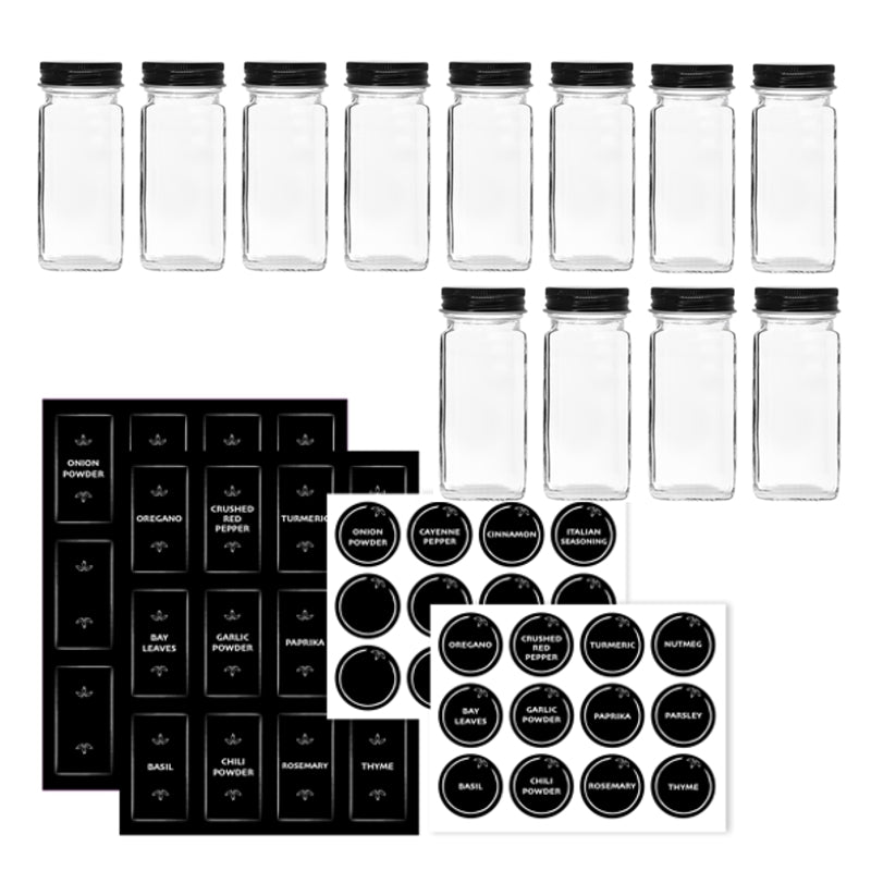 Spice Jars and Labels - set of 12