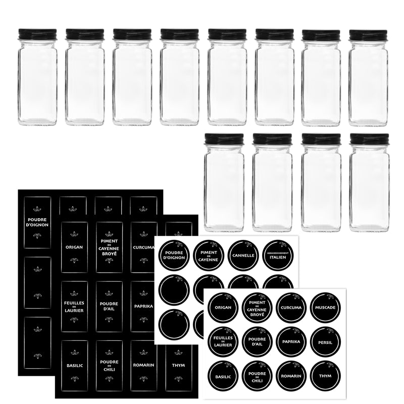 Spice Jars and Labels - set of 12