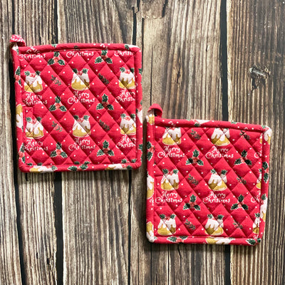 Mahogany Christmas Pot Holder - Set of 2