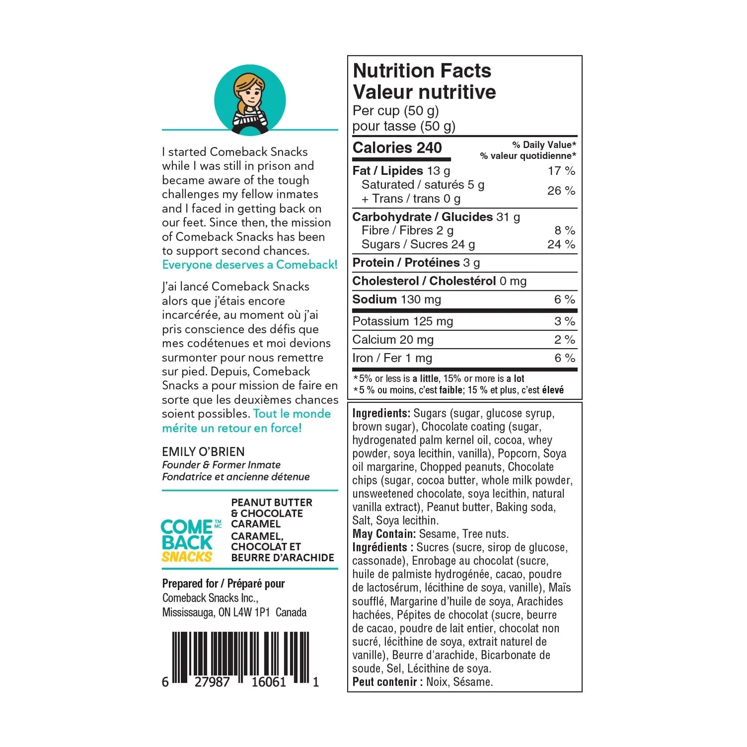 Comeback Snacks Peanut Butter & Chocolate Caramel