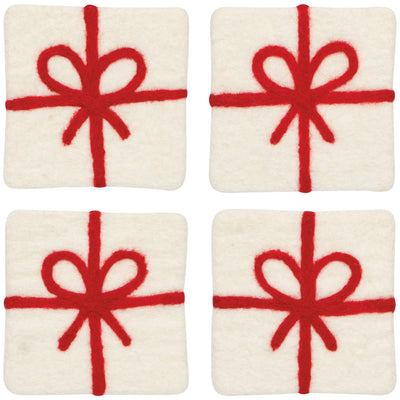Presents Christmas Felt Wool Coaster - Set of 4