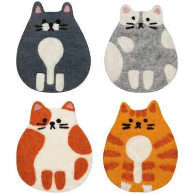 Cat Club Felt Coasters - Set of 4