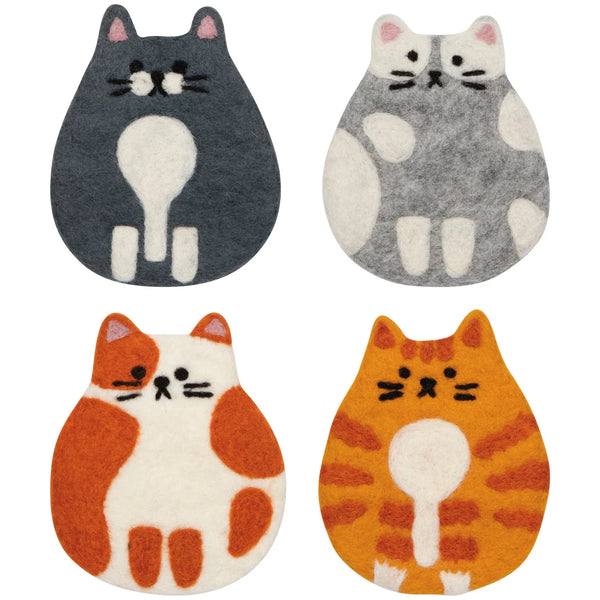 Cat Club Felt Coasters - Set of 4