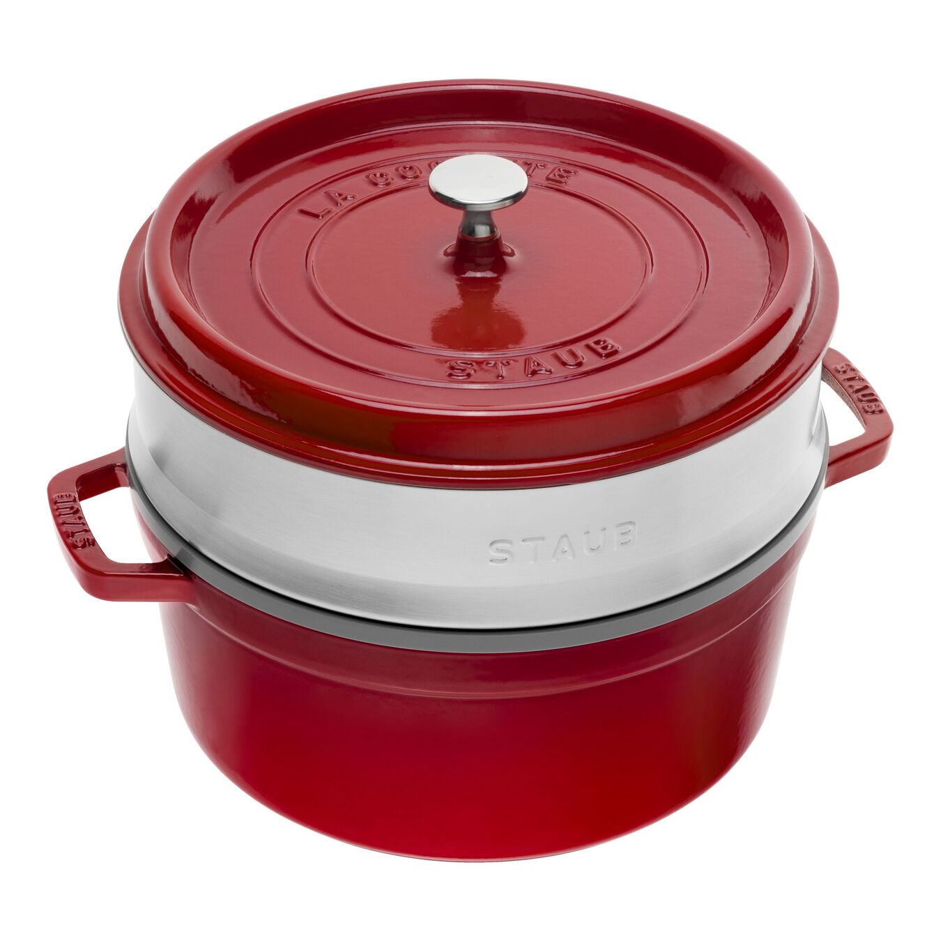 Staub Round Cherry Cocotte 5QT With Steamer Insert