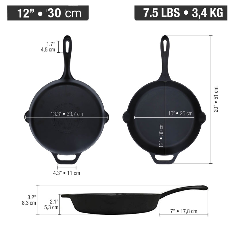 Victoria Cast Iron Skillet - 12 Inch