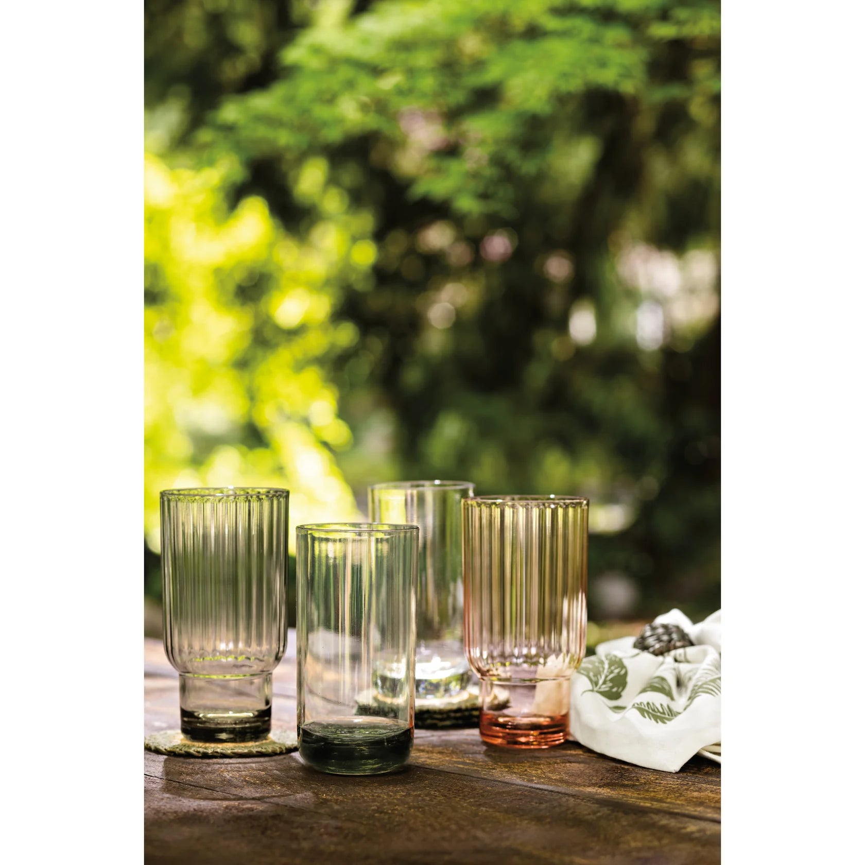 Acrylic Fluted Highball Glass - Blush Pink