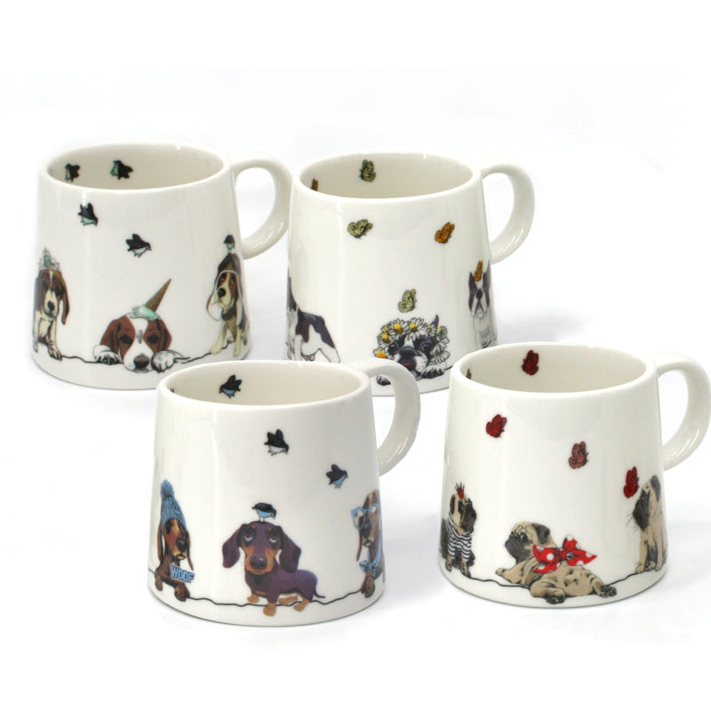 Paws Cafe Dog Mugs - Set of 4