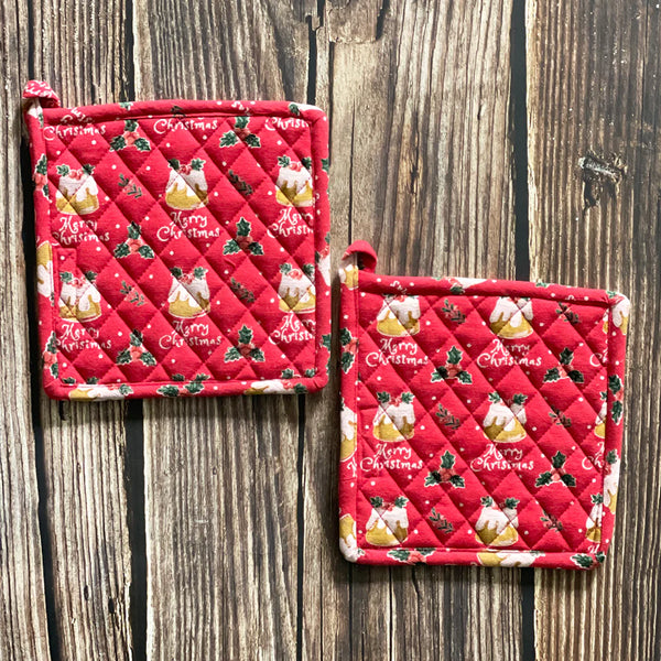 Mahogany Christmas Pot Holder - Set of 2