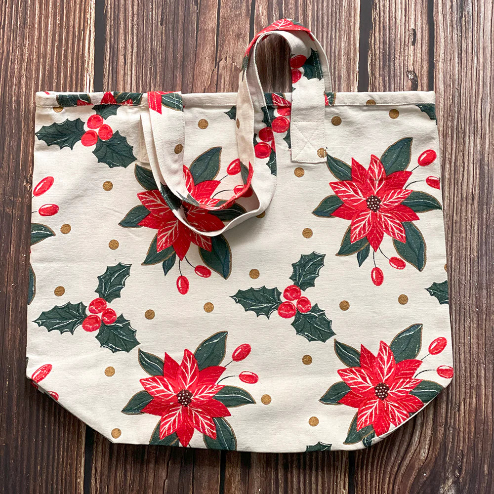 Mahogany Poinsettia Tote Bag