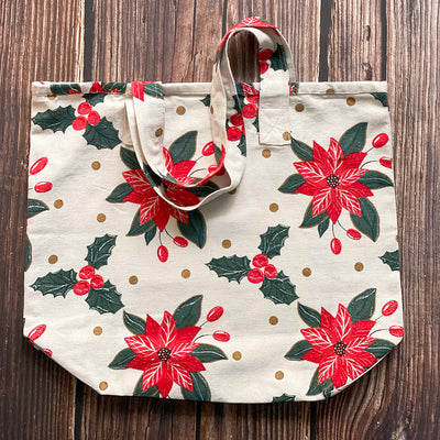 Mahogany Poinsettia Tote Bag