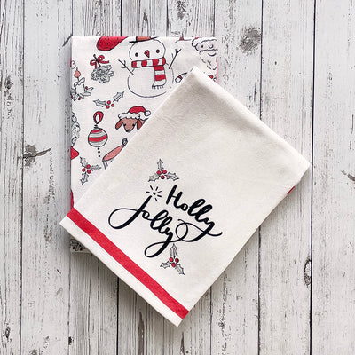 Mahogany Holly Jolly Printed Kitchen Towel