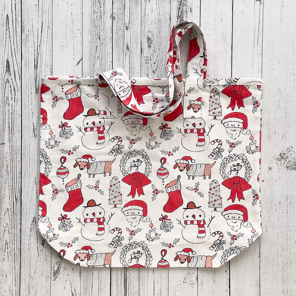 Mahogany Holly Jolly Tote Bag