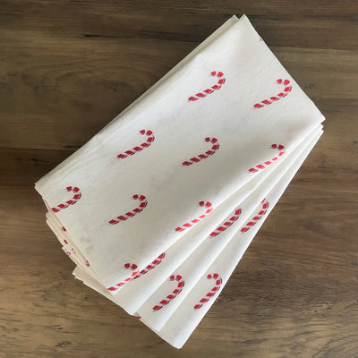 Mahogany Candy Cane Cloth Napkins - Set of 4