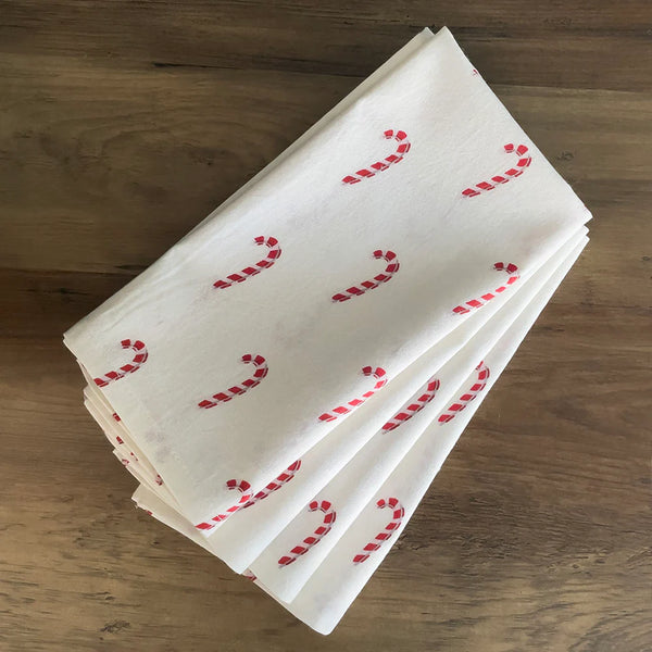 Mahogany Candy Cane Cloth Napkins - Set of 4