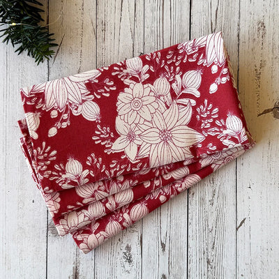 Mahogany Poinsettia Flower Napkins - Set of 4