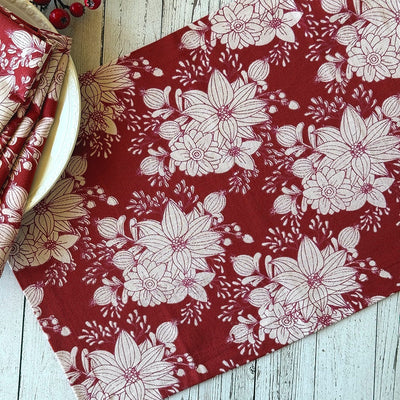 Mahogany Poinsettia Flower Placemats - Set of 4