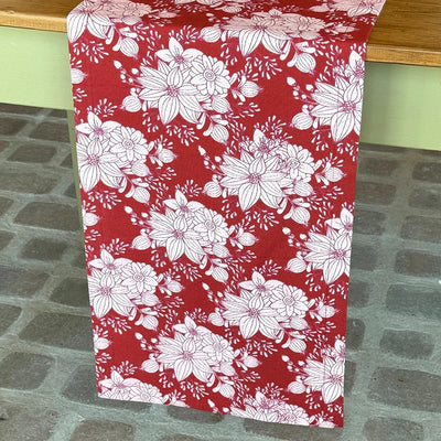 Mahogany Poinsettia Flower Table Runner