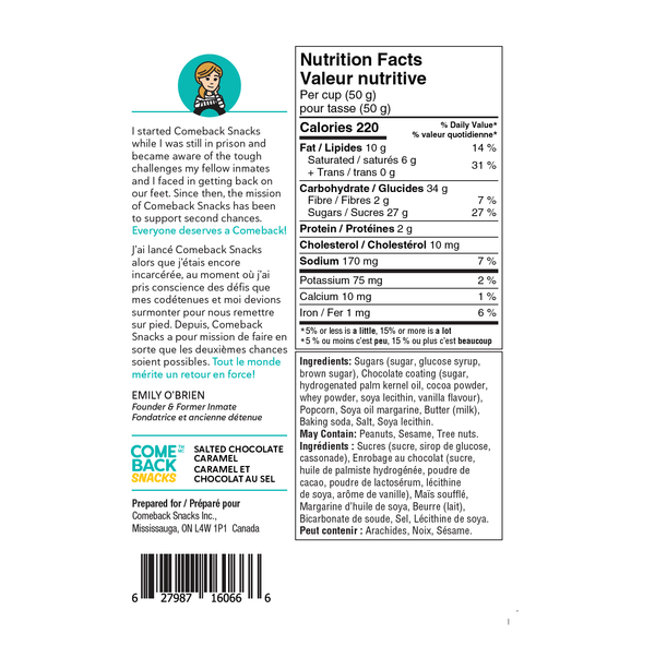 Comeback Snacks Salted Chocolate Caramel Popcorn