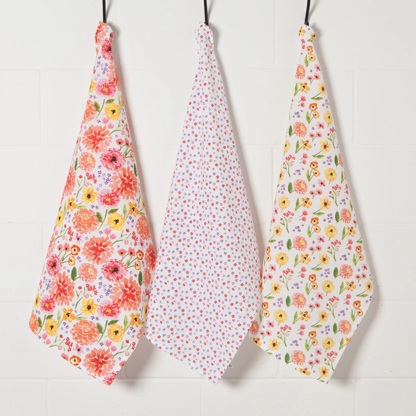 Cottage Floral Baker's Floursack Dishtowels - Set of 3
