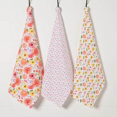 Cottage Floral Baker's Floursack Dishtowels - Set of 3