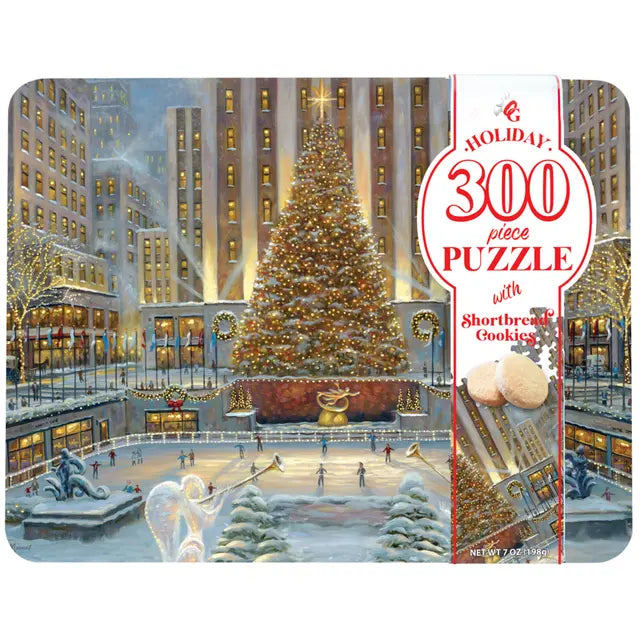 Original Gourmet Holiday Puzzle & Shortbread Cookie Tin