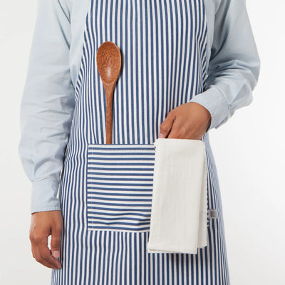Narrow Royal Blue Stripe Cotton Chef's Apron