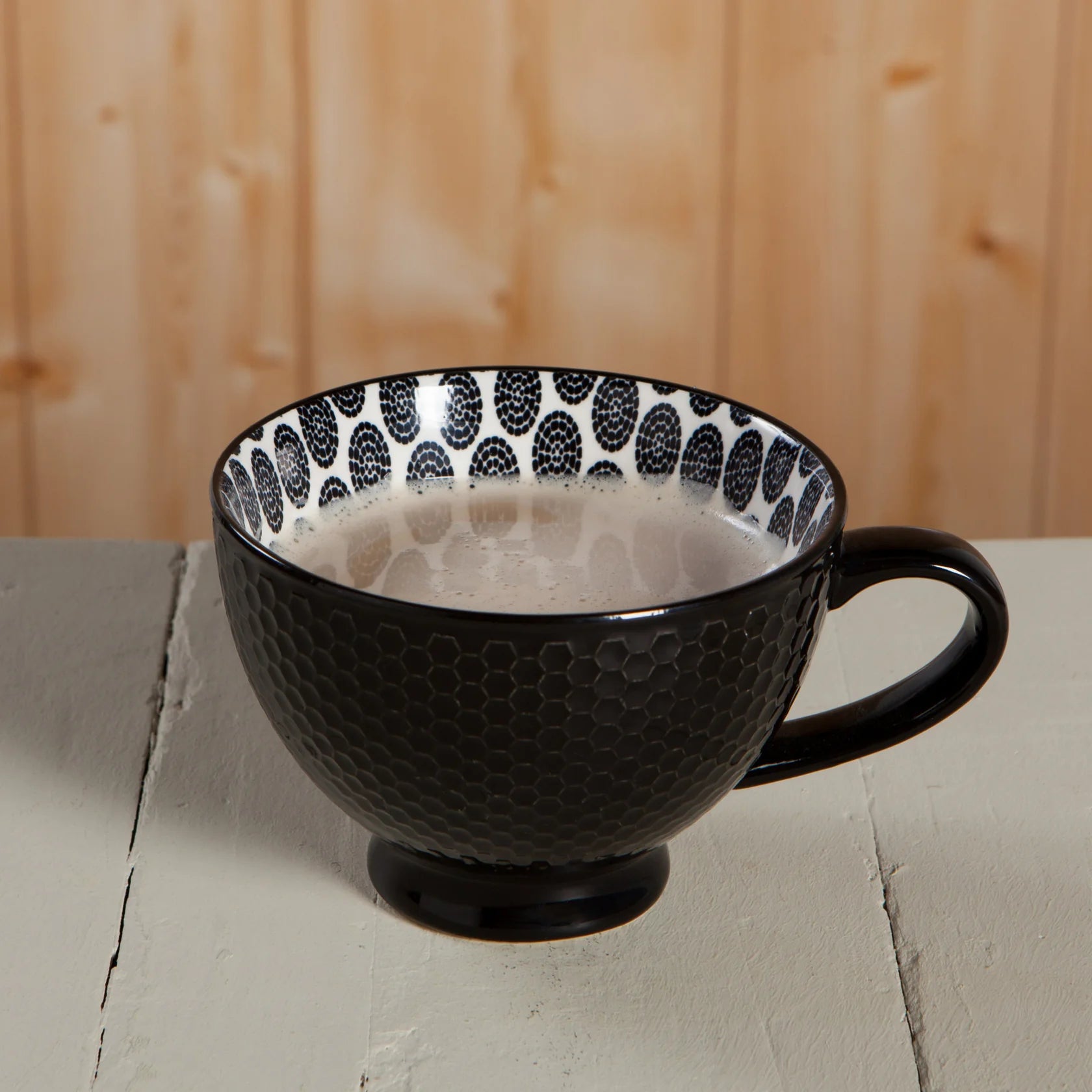 Black Stamped Latte Mug 14oz