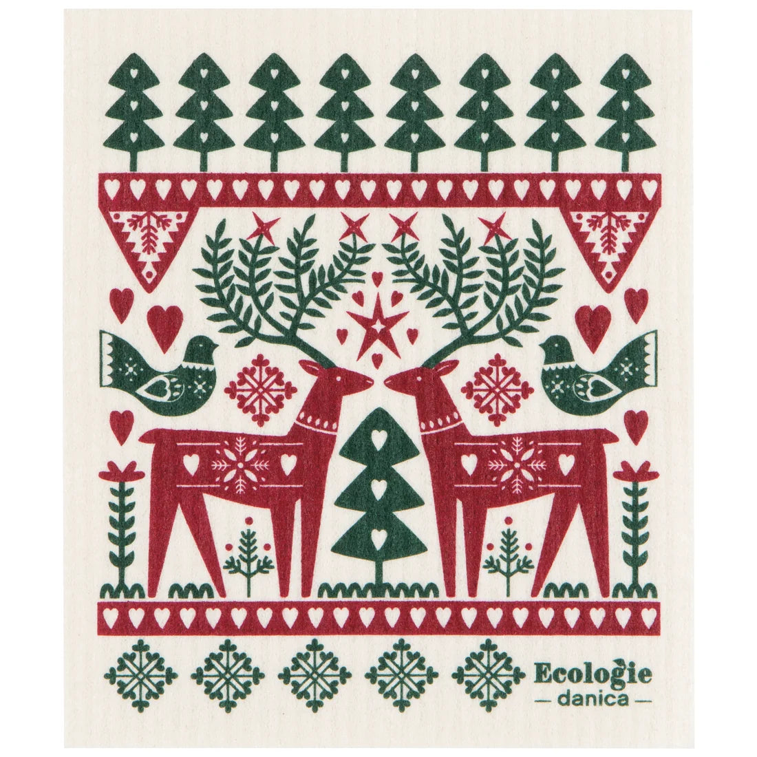 Folk Forest Christmas Swedish Dishcloth