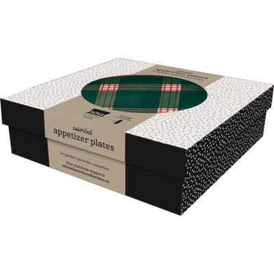 Holiday Plaid Appetizer Plates - Set of 4