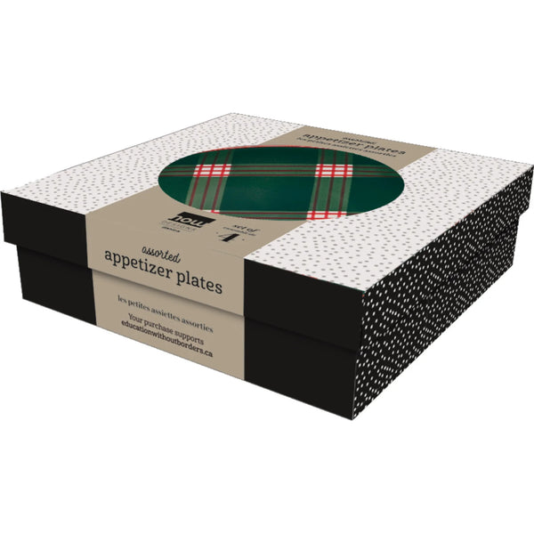 Holiday Plaid Appetizer Plates - Set of 4