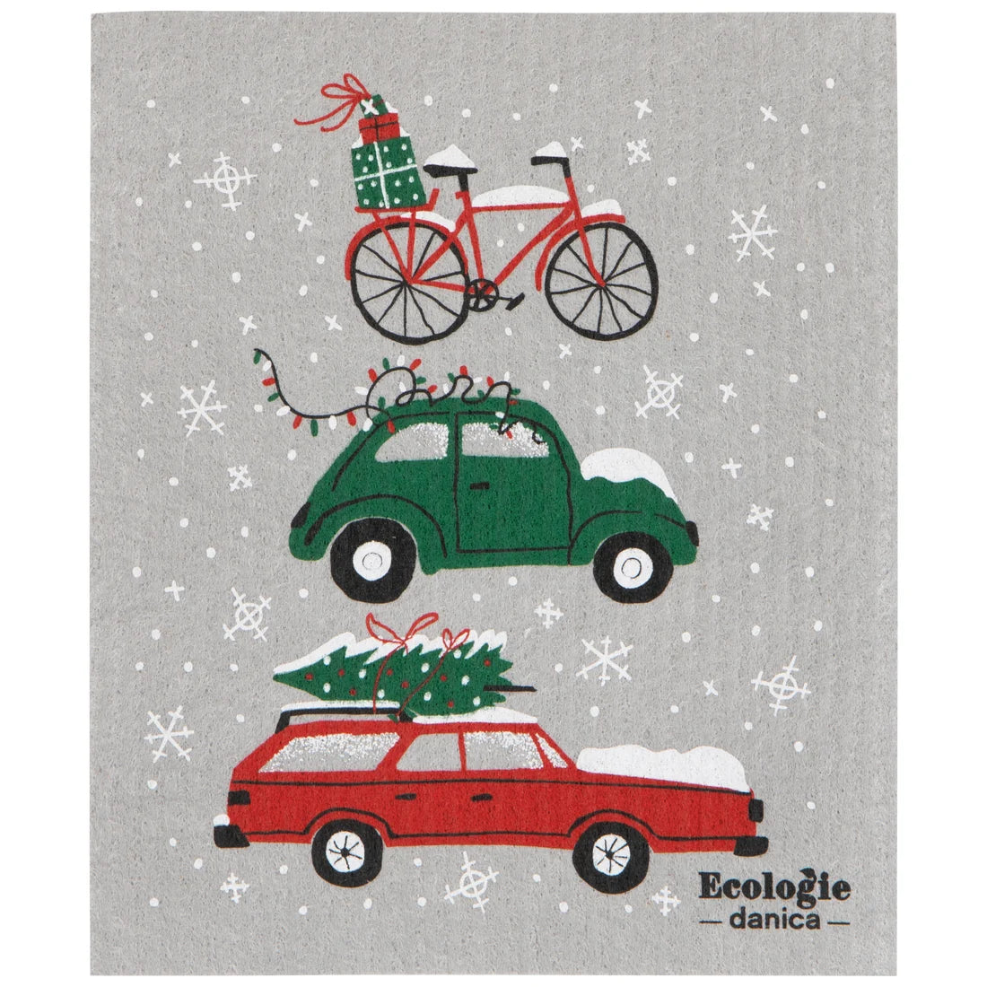 Holiday Traffic Christmas Swedish Dishcloth