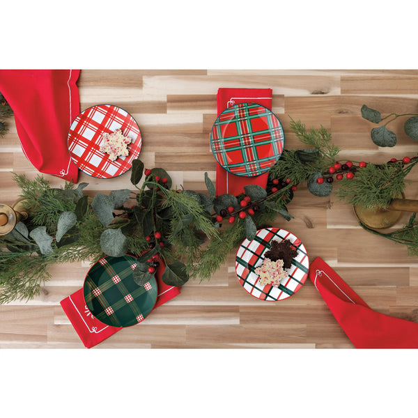 Holiday Plaid Appetizer Plates - Set of 4