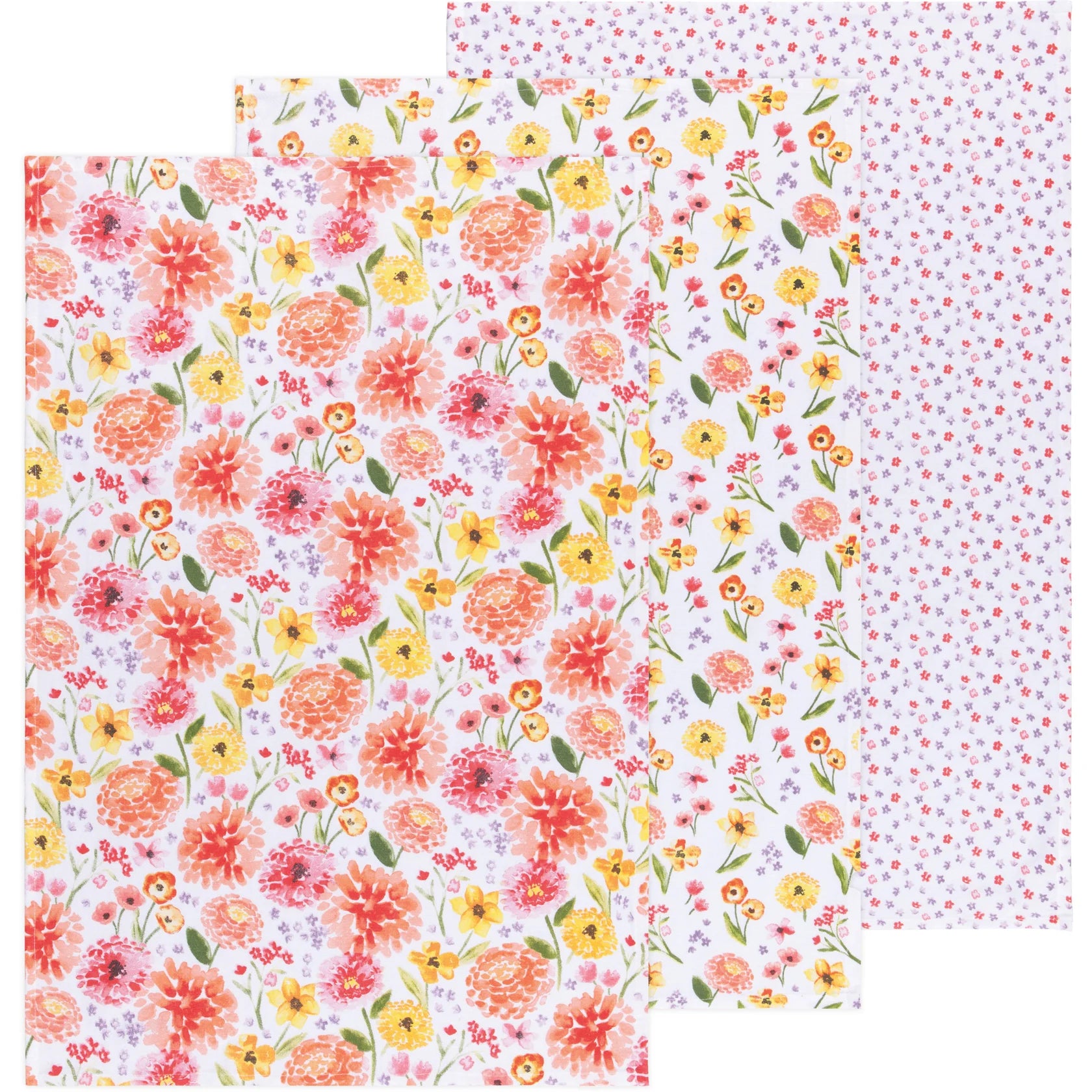 Cottage Floral Baker's Floursack Dishtowels - Set of 3