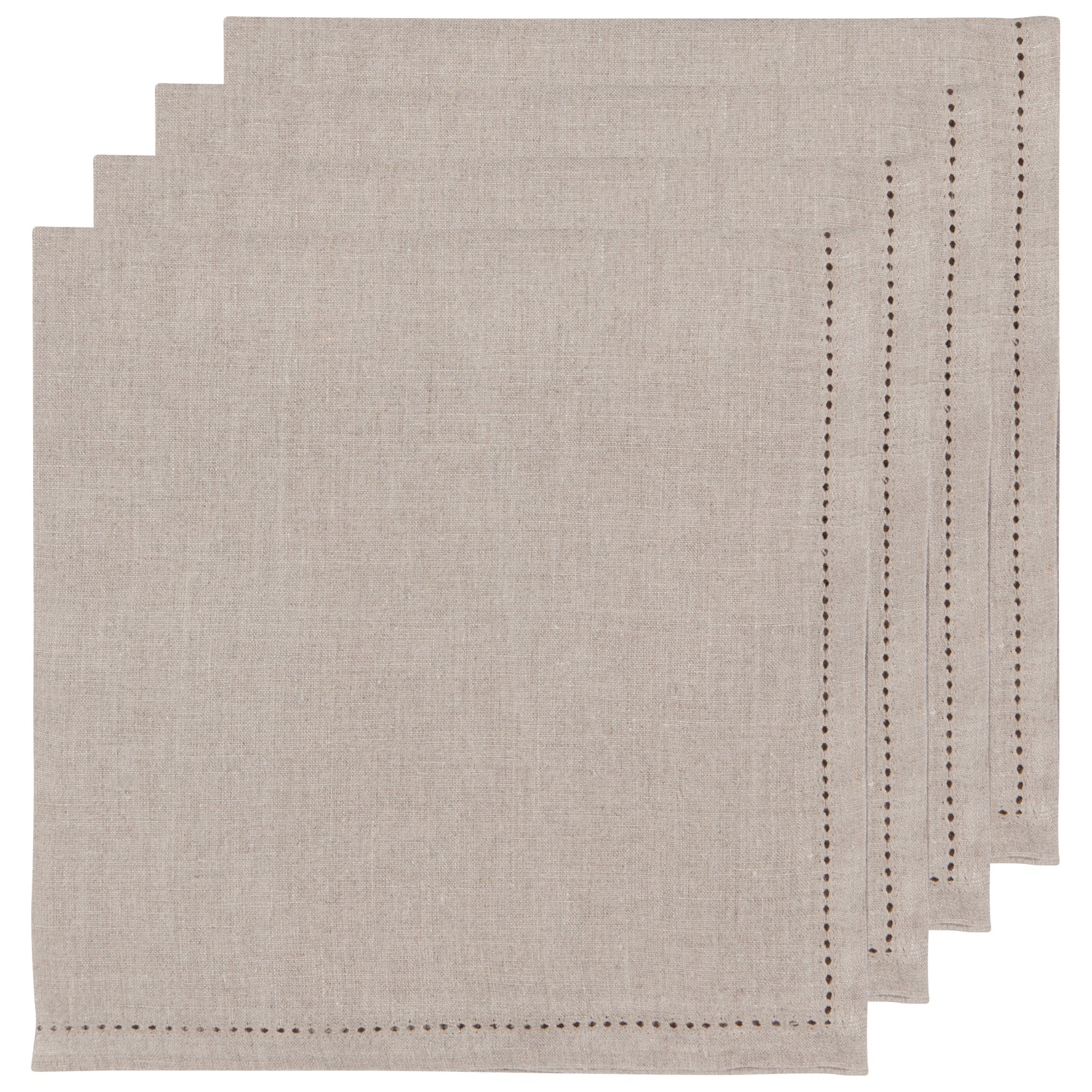 Natural Hemstitch Linen Napkins - Set of 4