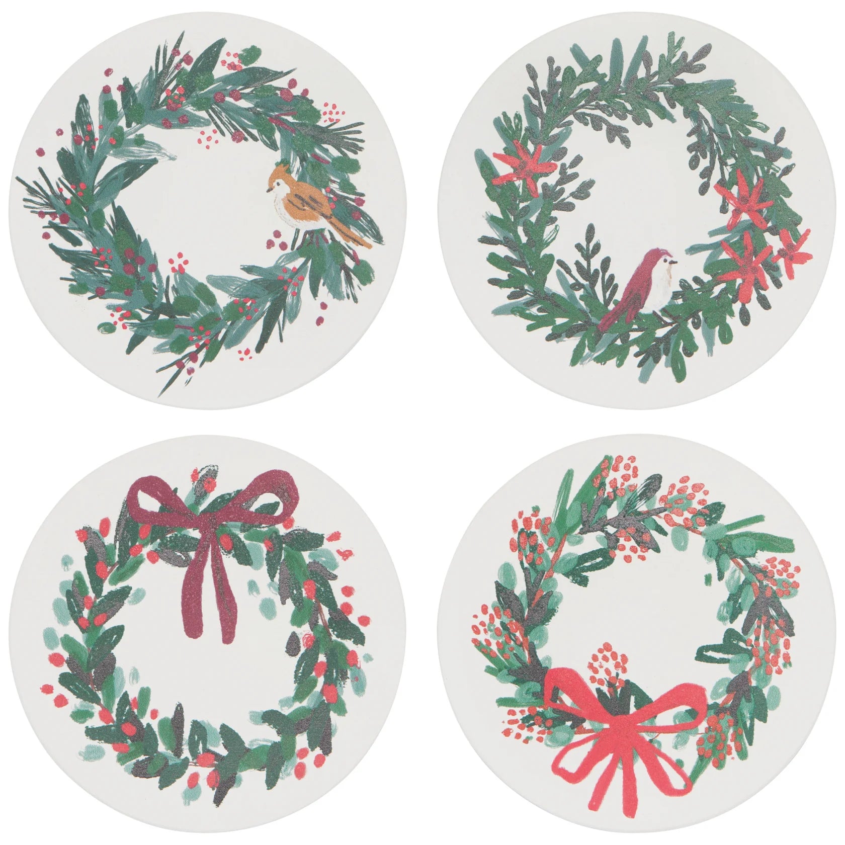 Wreaths Soak Up Coasters - Set of 4
