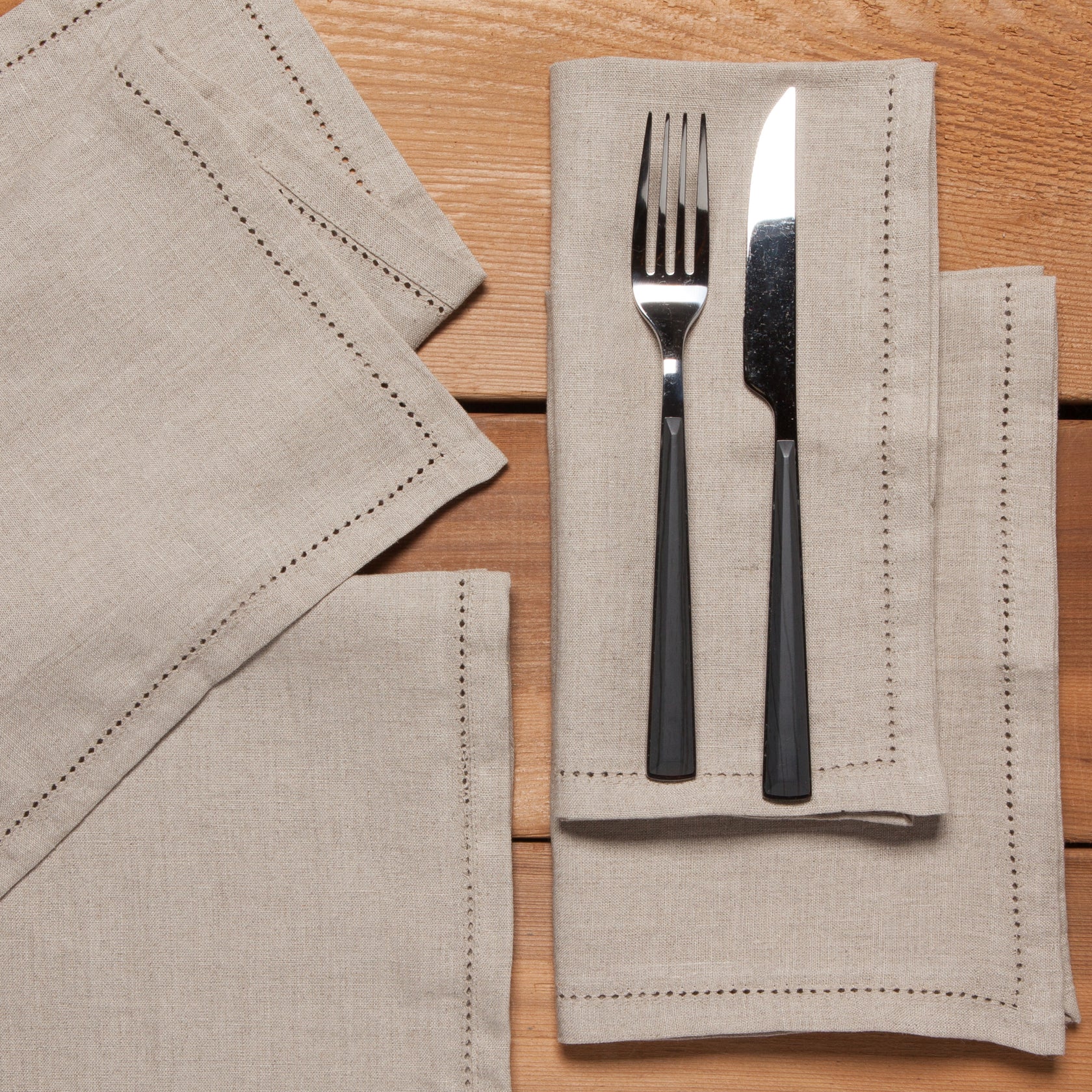 Natural Hemstitch Linen Napkins - Set of 4