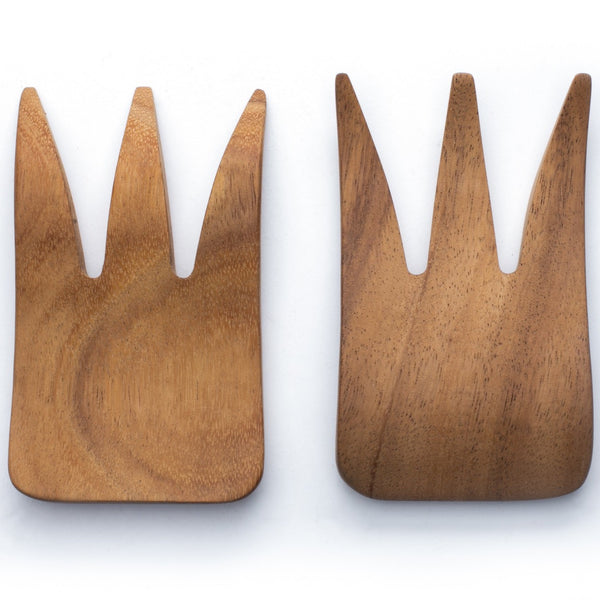 Acacia Wood Bear Claw Salad Server Set