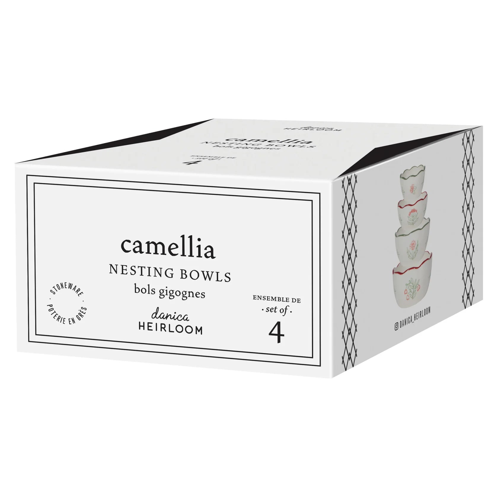 Camellia Stoneware Nesting Bowls - Set of 4