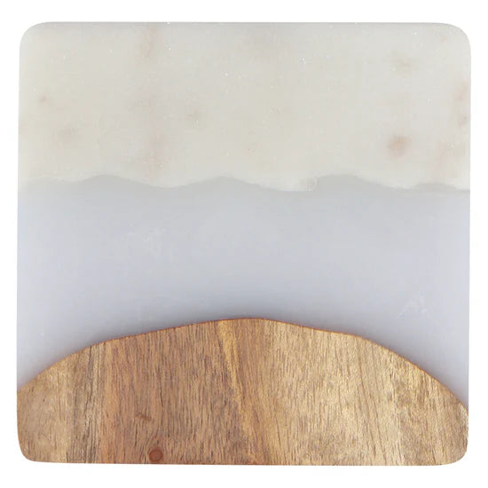 Skyline Ice Marble and Wood Coasters - Set of 4