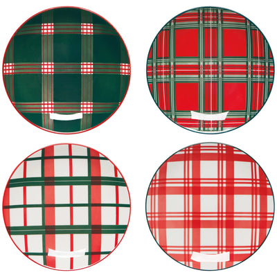 Holiday Plaid Appetizer Plates - Set of 4