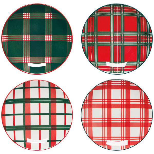 Holiday Plaid Appetizer Plates - Set of 4
