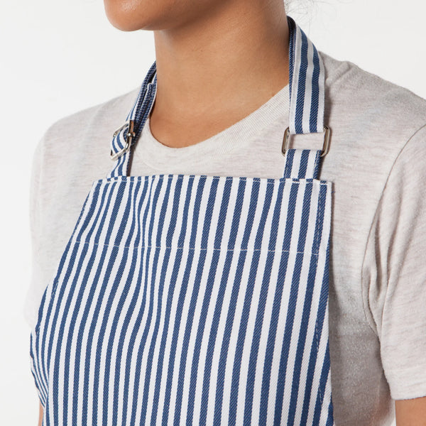 Narrow Royal Blue Stripe Cotton Chef's Apron