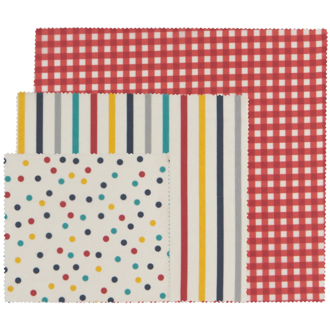 Gingham Dot and Stripe Beeswax Wrap - Set of 3