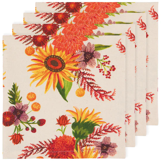 Sunflower Splendor Printed Napkins - Set of 4