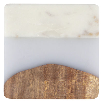 Skyline Ice Marble and Wood Coasters - Set of 4
