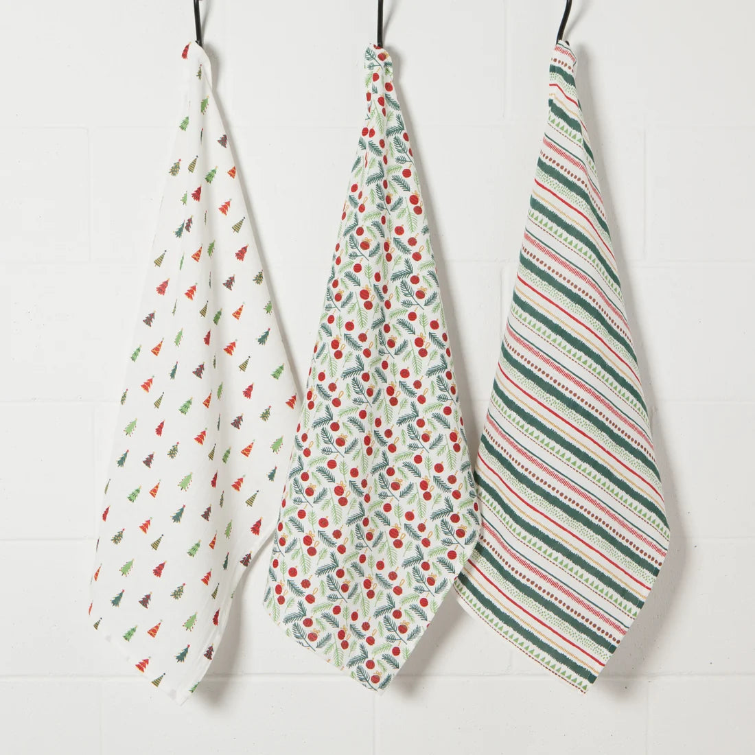 Merry And Bright Baker's Floursack Dishtowels - Set of 3