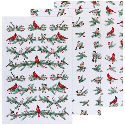 Birds & Boughs Christmas Floursack Dishtowels - Set of 3