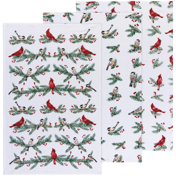 Birds & Boughs Christmas Floursack Dishtowels - Set of 3