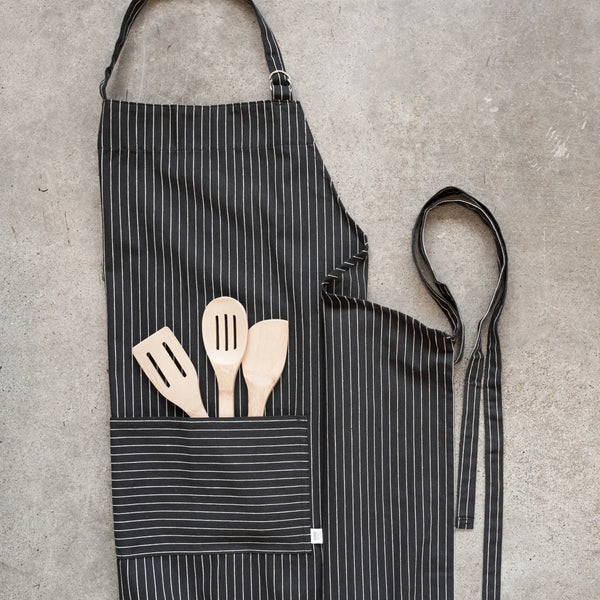 Mighty Black Pinstripe Apron