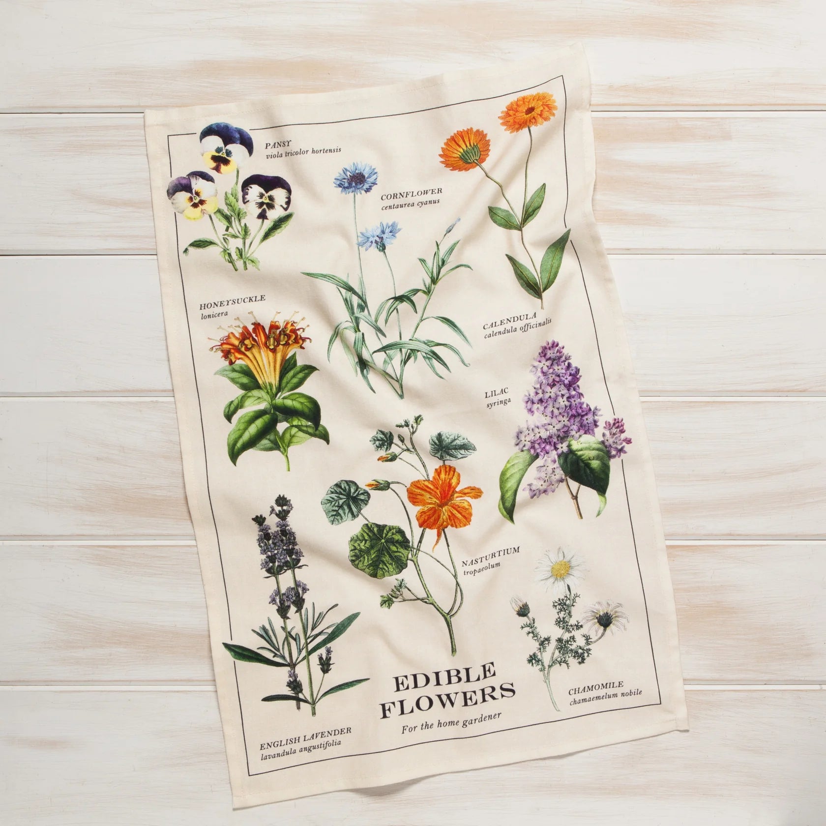 Edible Flowers Cotton Dishtowel